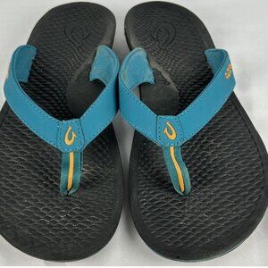 Olukai Kia'i Wahine HLA Turquoise Black Flip Flops Thongs Sandals Womens 7